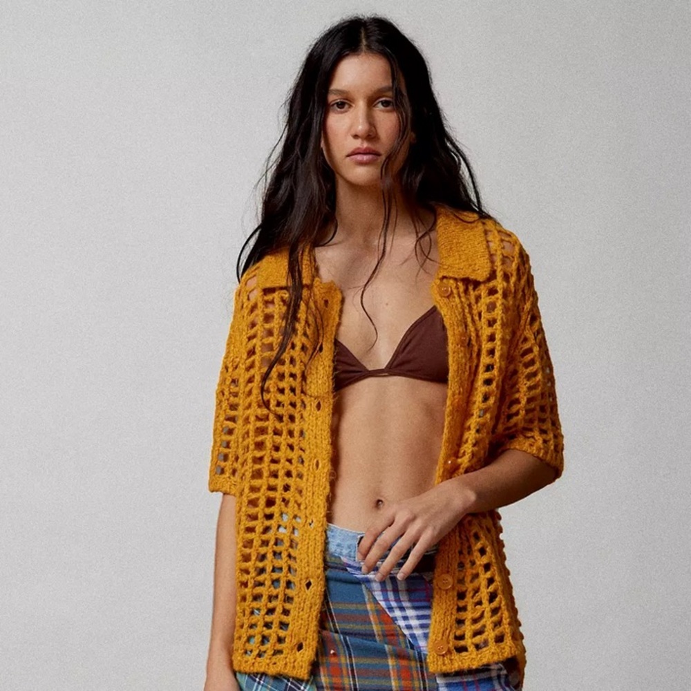 Urban Outfitters BDG Osaka Open-Knit Polo Sweater
